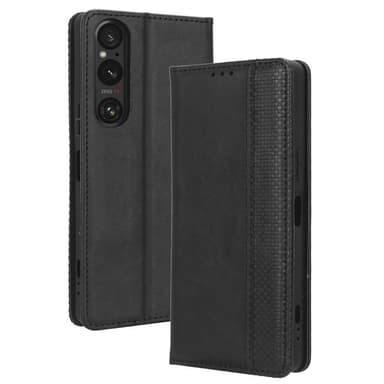 Wallet Stand Flip-telefonetui til Xperia 1 V - Sort