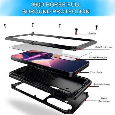 Samsung Galaxy S25+ (Plus) Heavy Duty Silikone + Metal Case Shell + Hærdet glas