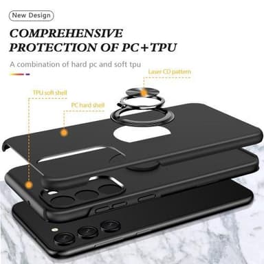 Samsung Galaxy S23+ Fingerring Kickstand Hybrid Taske - Sort