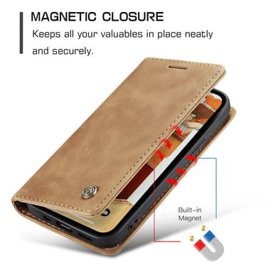 CASEME Retro tegnebog taske til iPhone 15 - Brun