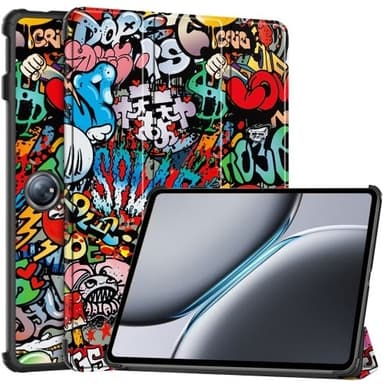 Til OnePlus Pad 2 Tri-fold Stand Wake/Sleep Cover Tabletetui - Graffiti