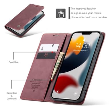 CASEME Retro tegnebog taske til iPhone 13 Pro - rød