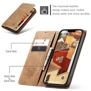 CASEME Retro tegnebog taske til iPhone 15 - Brun