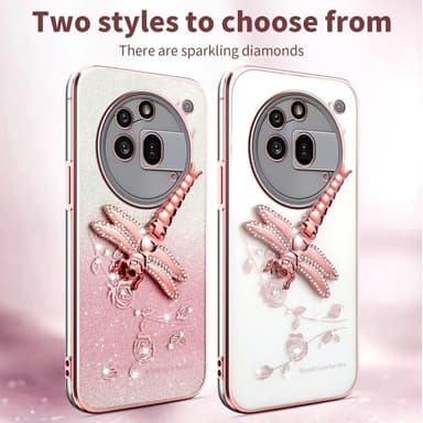 SKALO Nothing Phone (3a) Pro 5G KADEM Dragonfly Glitter Cover - Lilla