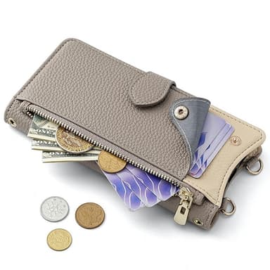 SKALO Samsung A56 5G Litchi Makeup Mirror Chain Flip Cover - Grå