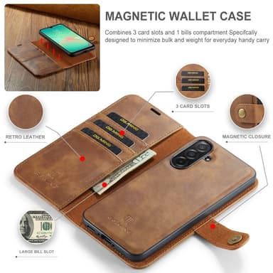DG MING Samsung A26 5G 2-i-1 Magnet Flip Cover - Brun