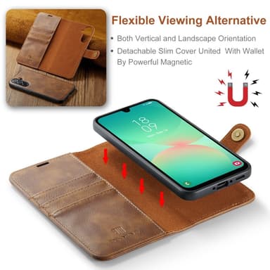 DG MING Samsung A26 5G 2-i-1 Magnet Flip Cover - Brun