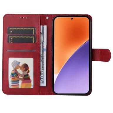 SKALO Xiaomi 15 PU-læder Flip Cover - Rød