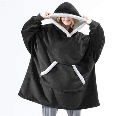 Medium oversized hættetrøje til voksne med kængurulomme og hætte - Sort
