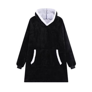 Medium oversized hættetrøje til voksne med kængurulomme og hætte - Sort