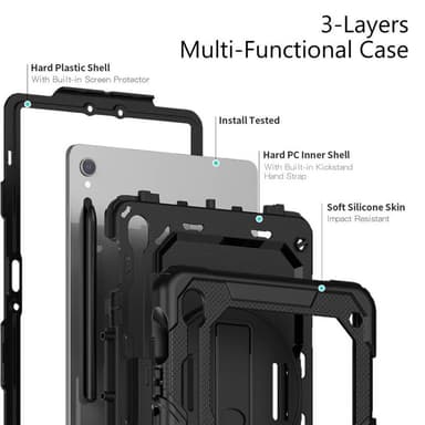 Hybrid cover med skulderrem Samsung Galaxy Tab S10 FE - Sort