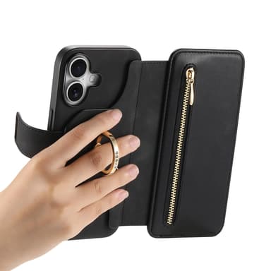 Wallet Phone Case til iPhone 15 med Ring & Stand