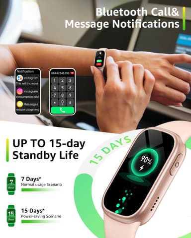 Smartwatch med EKG, pulsmåler, blodtryksmåler, søvnmåler, skridttæller Rose guld