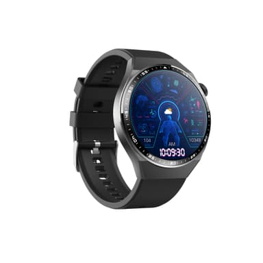 Smartwatch med EKG, kropskompositionsanalyse, blodsammensætningsanalyse (urinsyre, blodlipider) Sort silikone rem