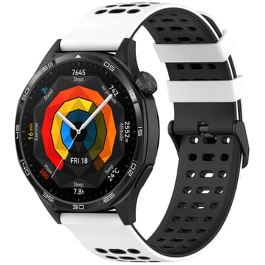 Silikonerem til ur 22 mm - Til Huawei Watch GT5, Keep Watch Pilot1 Hvid+sort