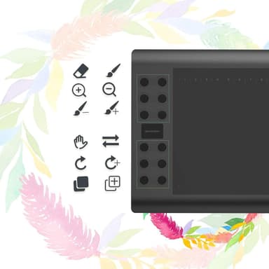 Professionel grafisk tegneblok med 12+16 programmeringsknapper. Kompatibel med Windows Mac Android og er batterifri